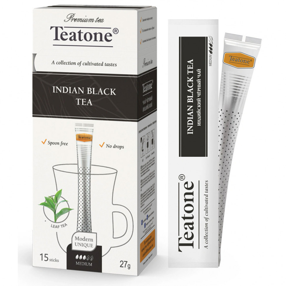 Чай Teatone Indian Black (Индийский черный) в стиках, 15шт