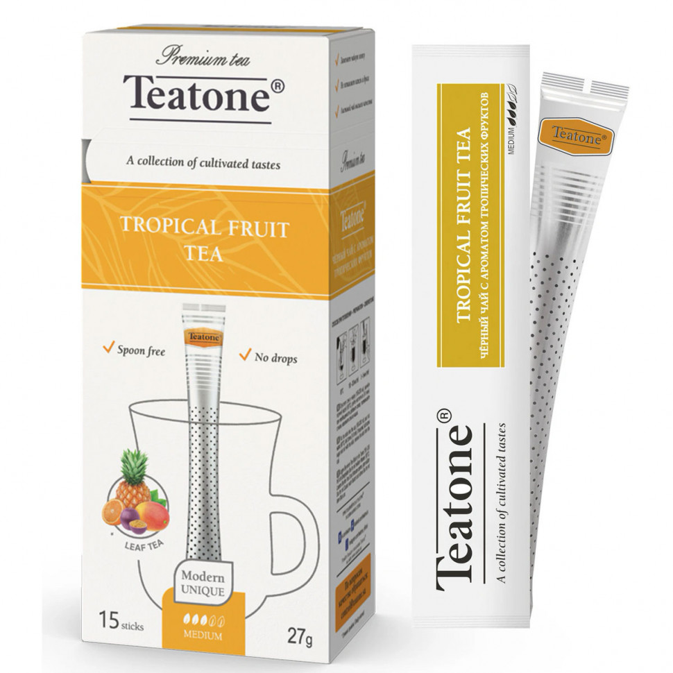 Чай Teatone Tropical Fruit Tea (Черный чай с ароматом тропических фруктов) в стиках, 15шт