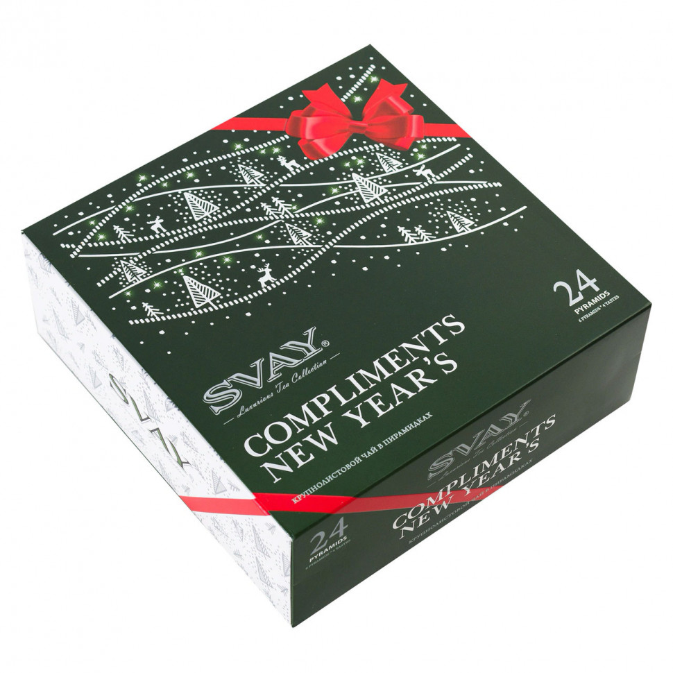 Чай Svay Compliments New Years набор из 4 видов чёрного и зеленого чая в пирамидках, 24шт